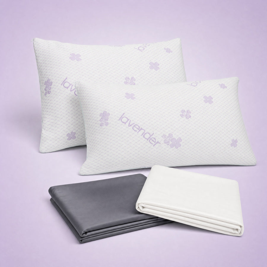 To Hushly PerfectPillow-puder med to bambus-betræk i grå og hvid
