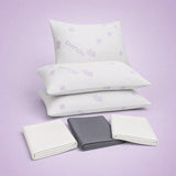 Tre Hushly PerfectPillow-puder stablet med tre bambus-betræk i hvid og grå